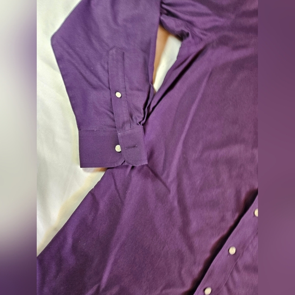 Gold Label Roundtree & Yorke Mens Purple Button Up Long Sleeve Shirt Size 15 1/2 - Picture 4 of 12